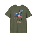 Labrador Retriever-Go USA! Soccer T-Shirt | Chest + Back
