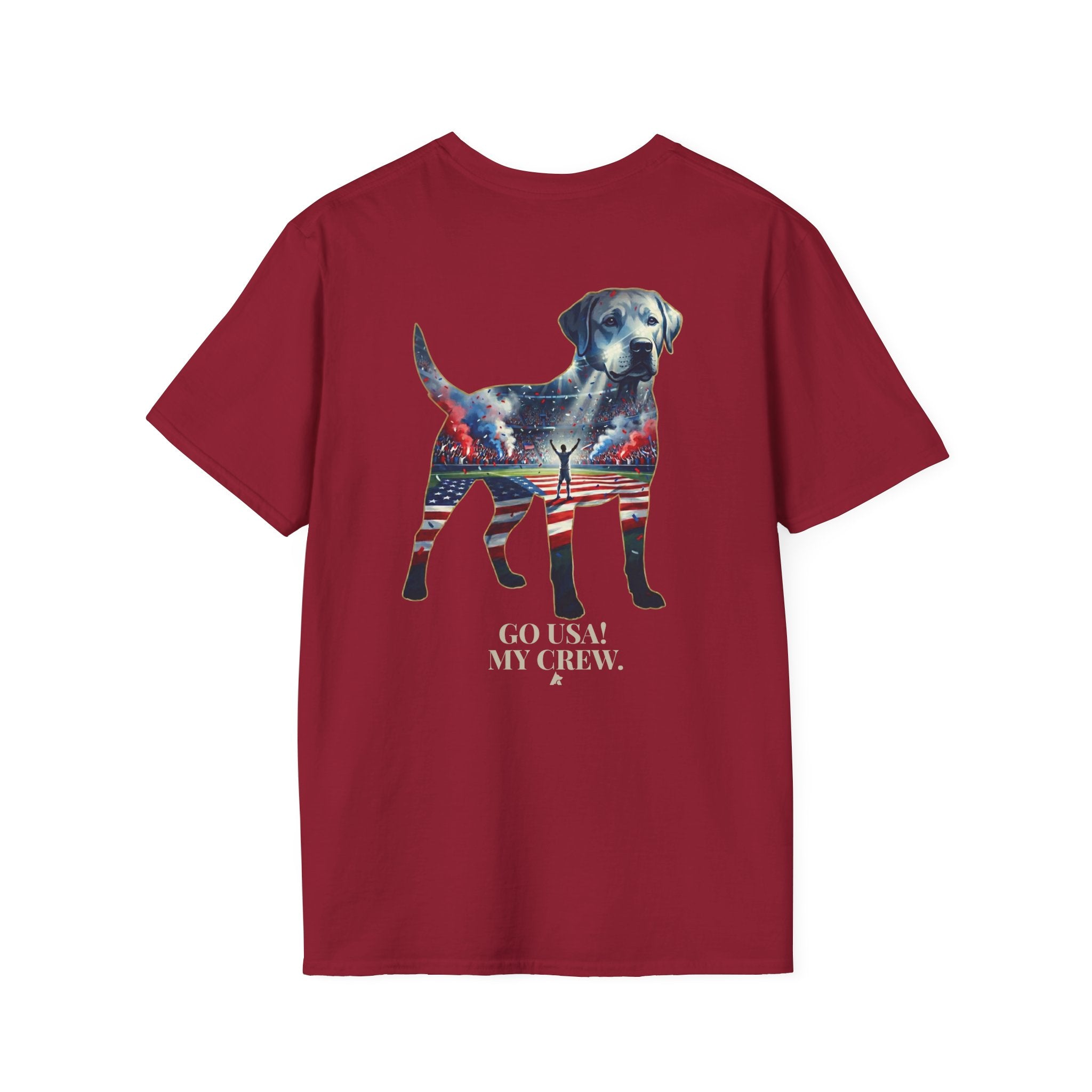 Labrador Retriever-Go USA! Soccer T-Shirt | Chest + Back
