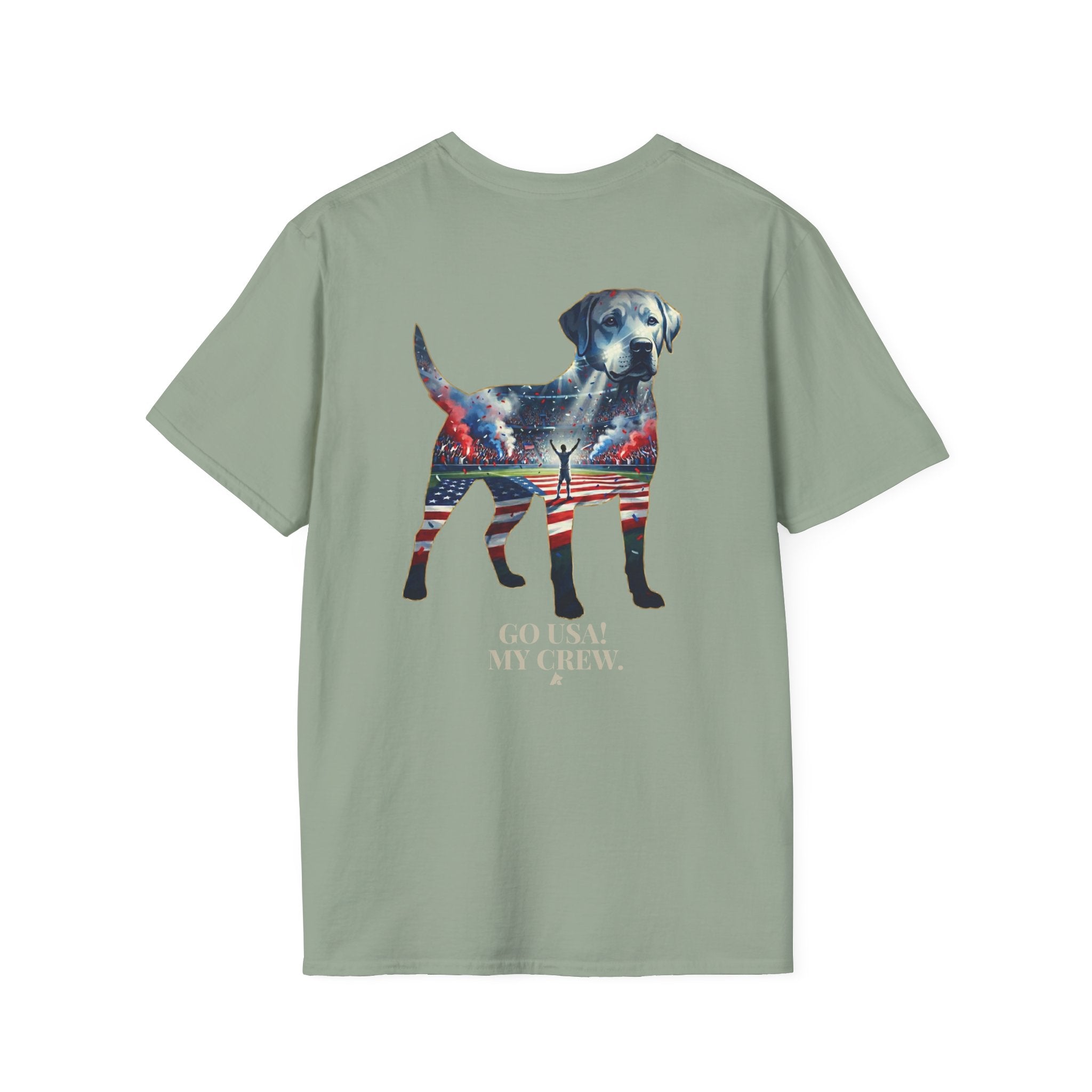 Labrador Retriever-Go USA! Soccer T-Shirt | Chest + Back