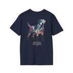 Labrador Retriever-Go USA! Soccer T-Shirt | Chest + Back